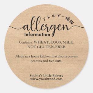 Allergeninformation Kraft Allergivarning Runt Klistermärke