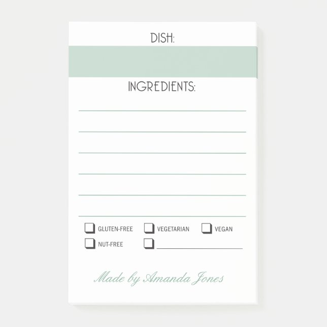 Allergi för mat för knytkalas- eller post-it block (Framsida)