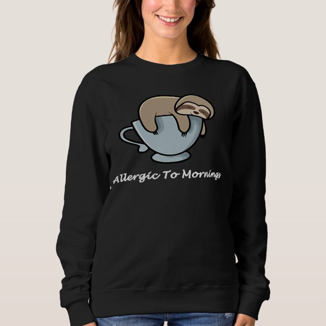 Allergic To Mornings Sleepy Sloth Youth Teenager M T Shirt (Framsida)