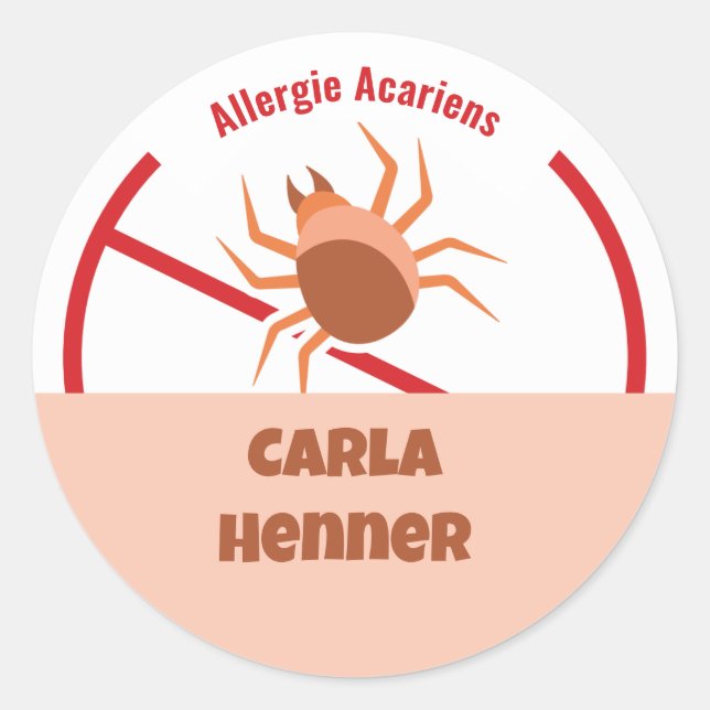 Allergie Acariens Classic Round Sticker Runt Klistermärke (Framsida)