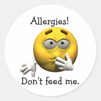 Allergier! Mata mig inte. Runt Klistermärke