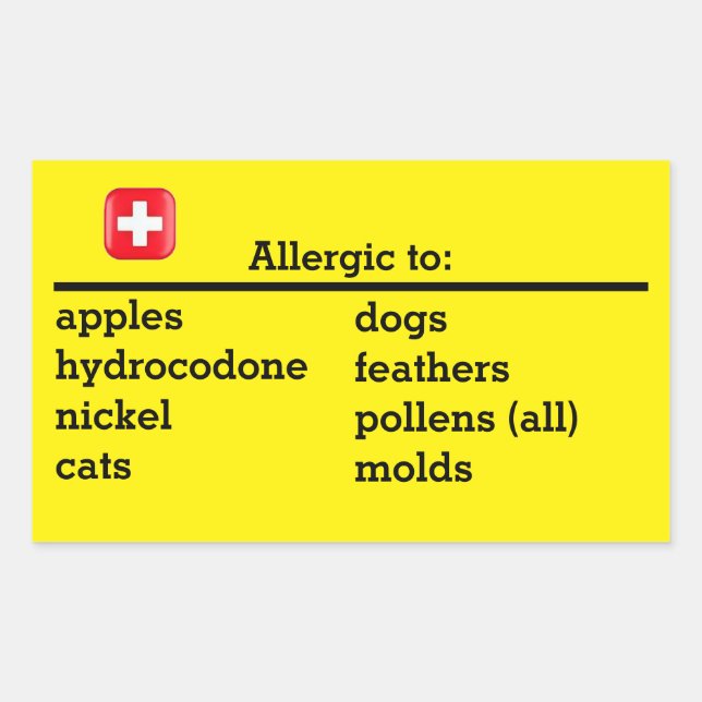 Allergier Rektangulärt Klistermärke (Framsida)