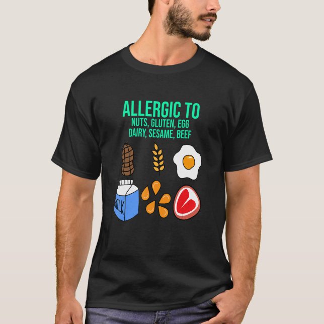 Allergika mot Nöt gluten Dairy Food Allergy Awaren T Shirt (Framsida)