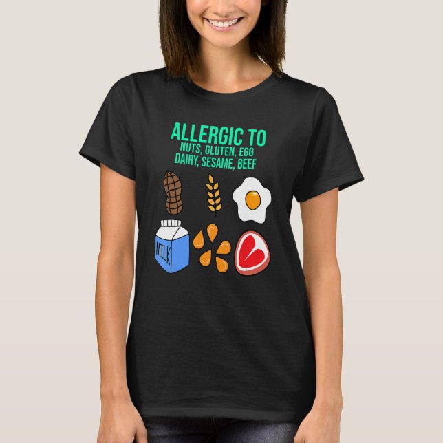 Allergika mot Nöt gluten Dairy Food Allergy Awaren T Shirt (Framsida)