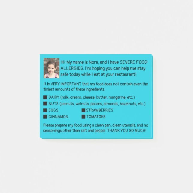 Allergikort Post-it Block (Framsida)