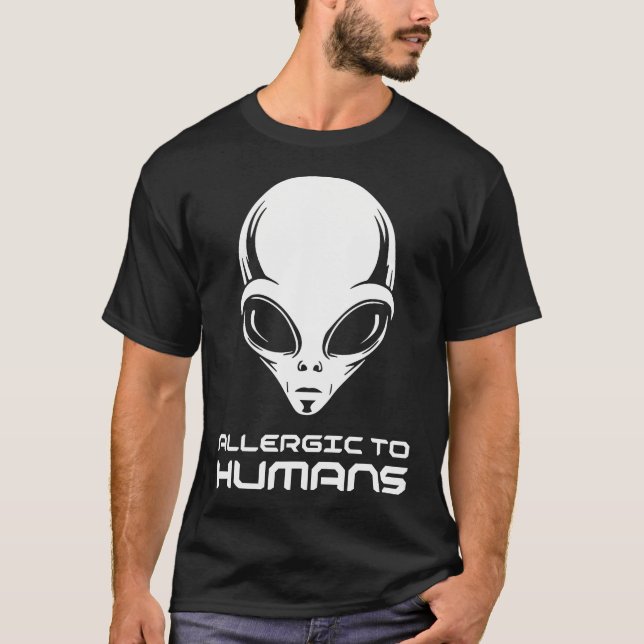 Allergisk mot människor Alien Introvert Utomjordin T Shirt (Framsida)