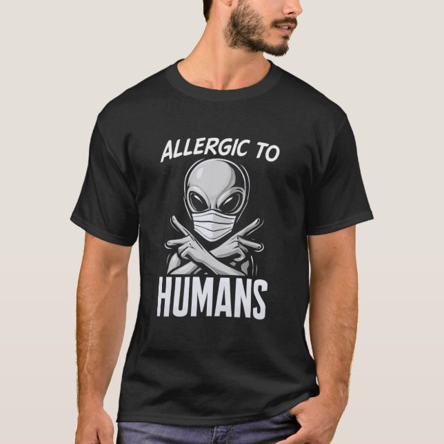 Allergisk mot människor rolig utomjording t shirt (Framsida)