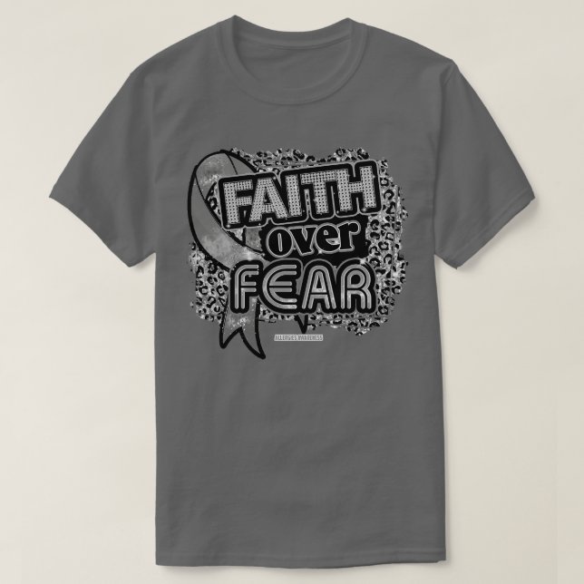 Allergiskt medvetande Ribbon Faith over Fear Leopa T Shirt (Design framsida)