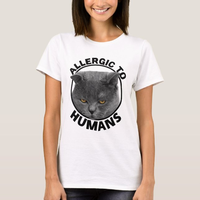 Allergiskt mot människan Cat Lover Funy T Shirt (Framsida)