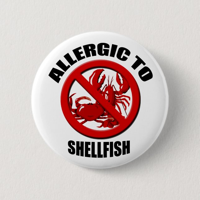 Allergiskt mot Shellfish Medical Alert Std Button Knapp (Framsida)