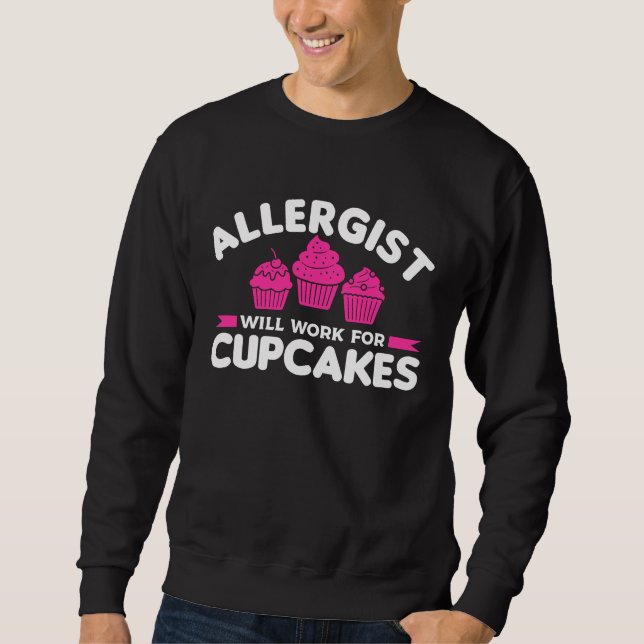 Allergist Will Work For Cupcakes Allergology Aller Lång Ärmad Tröja (Framsida)
