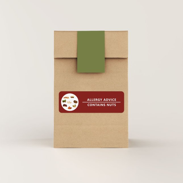 Allergy Advice innehåller Nöt Product Label Sticke Returadress Etikett (Allergy Advice Contains Nuts Product Label Sticker)
