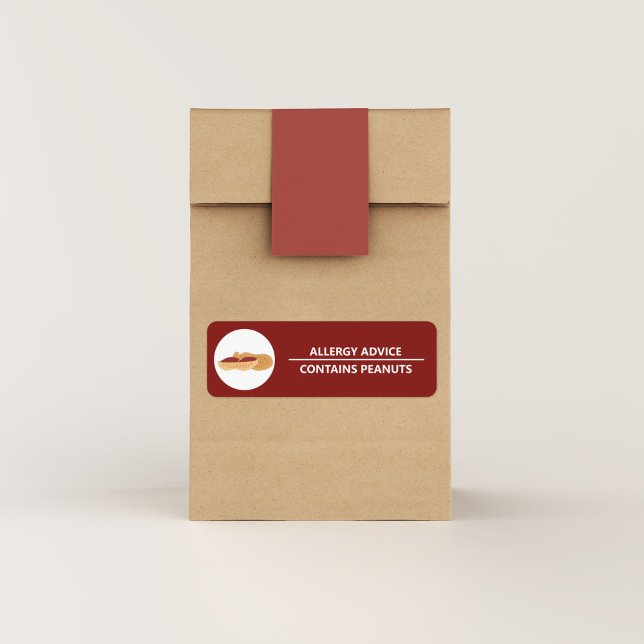 Allergy Advice - Innehåller peanuts Sticker Returadress Etikett (Allergy Advice - Contains Peanuts Sticker)