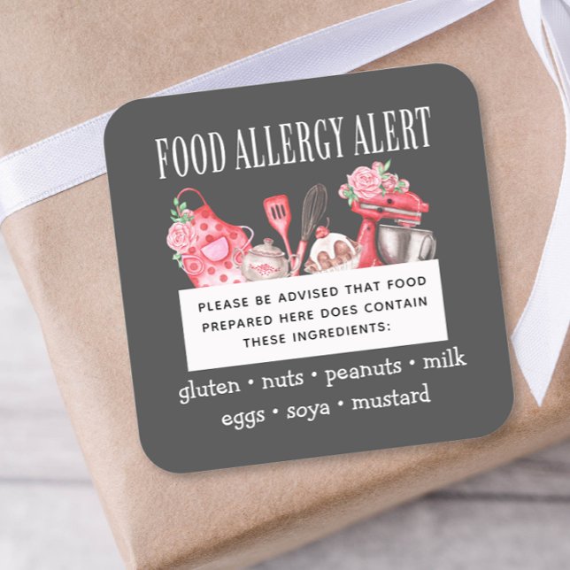 Allergy Alert Bakery Pastry Fyrkantigt Klistermärke (Skapare uppladdad)