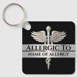 Allergy alert DIY allergisk mot SILVER caduceus Nyckelring