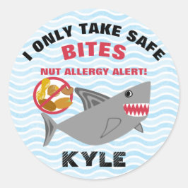Allergy Alert för Shark Nöt, anpassat cute Kids Runt Klistermärke