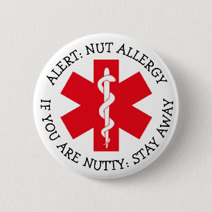 Allergy Alert Humor, Nöt Allergy, stanna borta Knapp