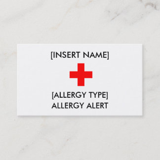 Allergy Alert ID/I.C.E.Kort Visitkort
