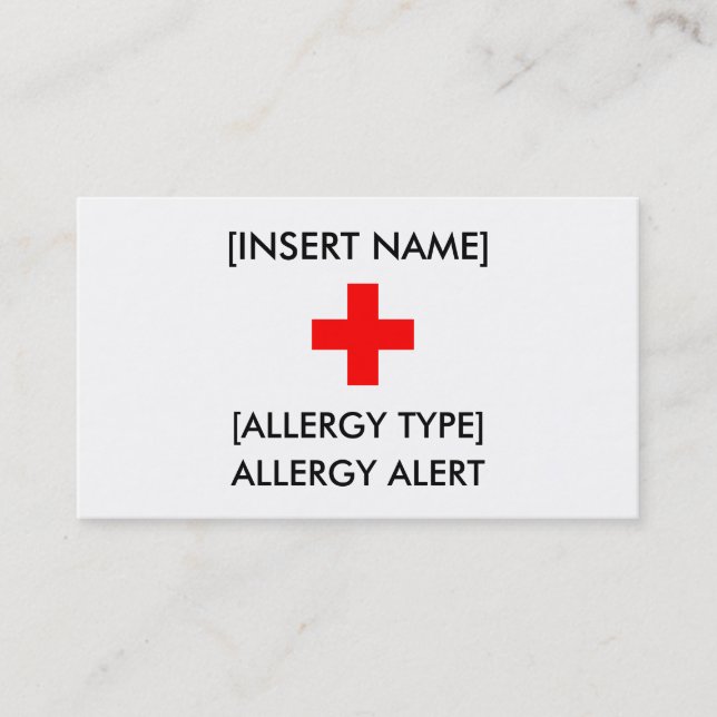 Allergy Alert ID/I.C.E.Kort Visitkort (Framsida)