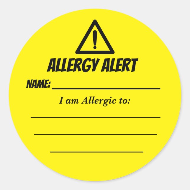 Allergy Alert Stickers for Daycare, Söndag School Runt Klistermärke (Framsida)
