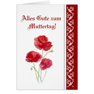 Alles Gute zum Muttertag Red PoppiesGarden Flowers Hälsningskort