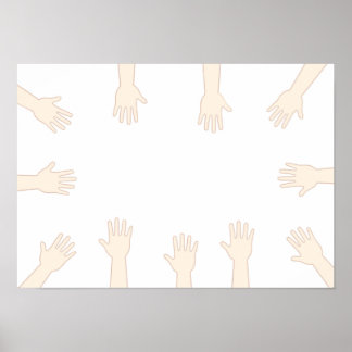 Alles händer, sammankopplade händer. poster