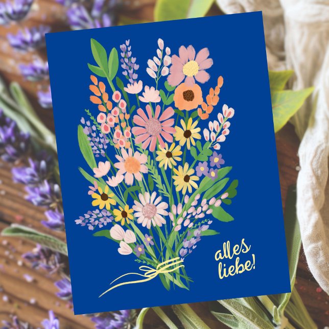 Alles Liebe Wildblumen süß Gouache Glückwunsch Vykort (Alles Liebe Wildblumen süß Gouache Glückwunsch Postkarte
)
