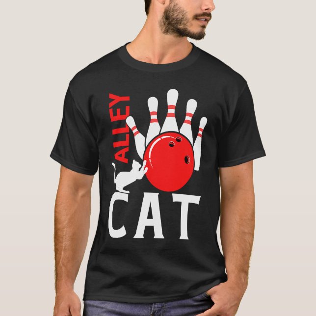 Alley Cat Bowler Bowling T Shirt (Framsida)