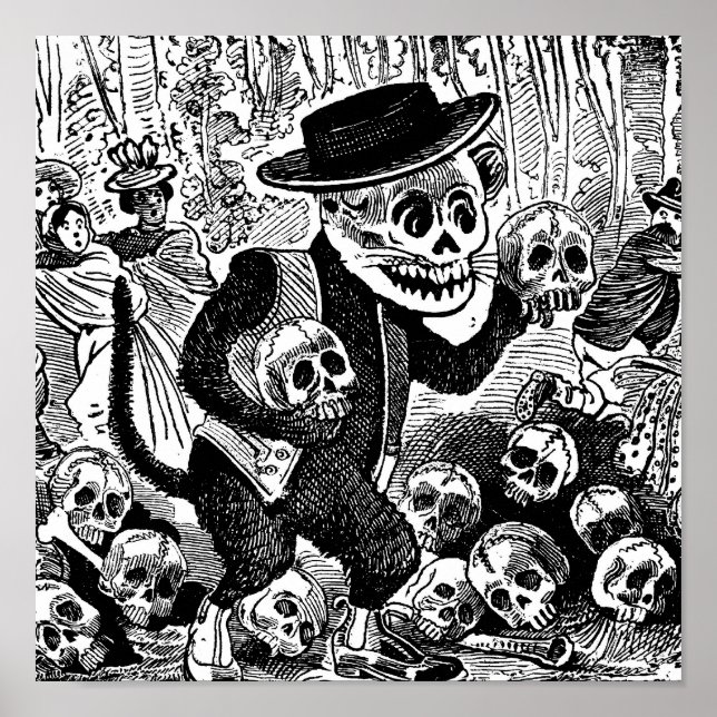 Alley Cat Calavera c. tidigt 1900's Mexiko. Poster (Framsidan)