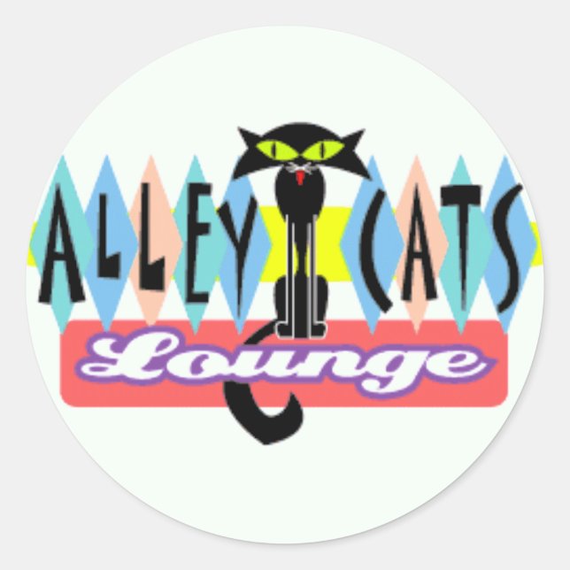 "Alley Cat Lounge" Runt Klistermärke (Framsida)