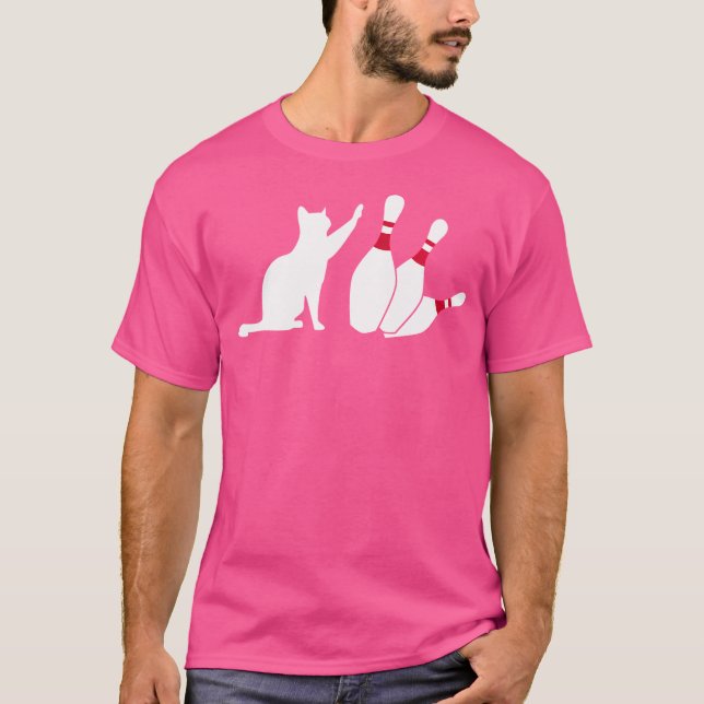 Alley Cat Tipping Stift Funny Bowling T Shirt (Framsida)