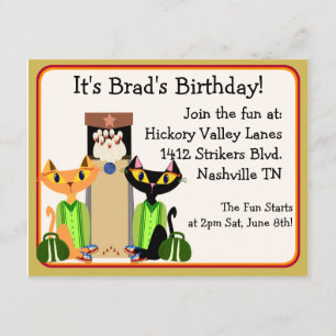 Alley Cats Bowling Party Inbjudningar