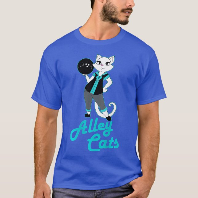 Alley Cats Bowling Team Dam Backside Skriv ut T Shirt (Framsida)