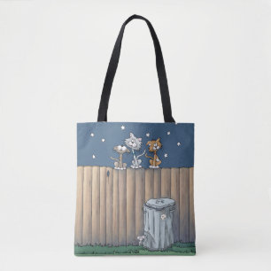 Alley Cats på en Fence Tote Bag Tygkasse