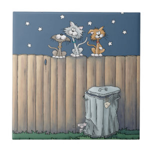 Alley Cats på en keramik Tile Kakelplatta