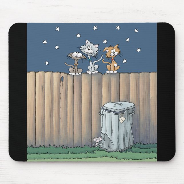 Alley Cats på en staket Mouse Pad Musmatta (Framsidan)