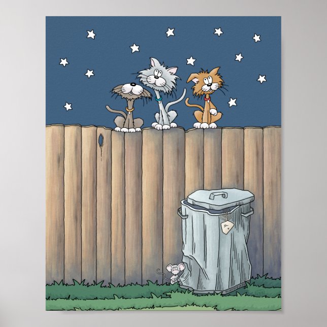 Alley Cats på ett stängsel Poster (Framsidan)