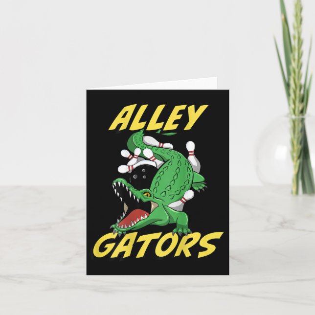 Alley Gators Bowling Team Byckside Print Alligator Kort (Framsida)