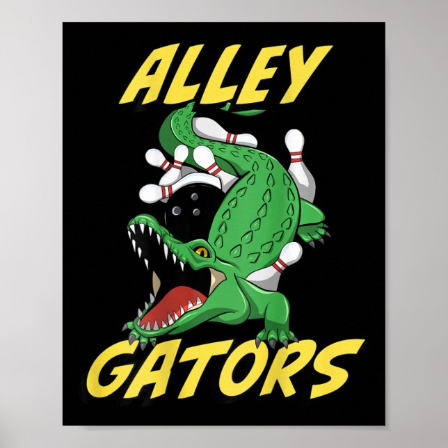 Alley Gators Bowling Team Byckside Print Alligator Poster (Framsidan)
