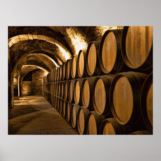 Alley of Barrels vid Winery Poster (Framsidan)