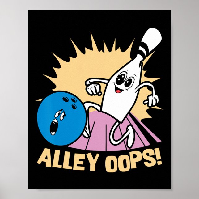Alley Oops! Tecknad Bowling Mishap Poster (Framsidan)