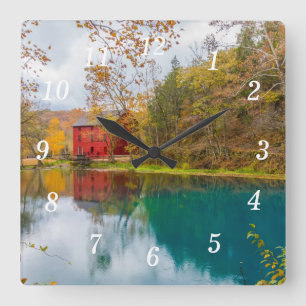 Alley Roller Mill and Vår Wall Clock Fyrkantig Klocka
