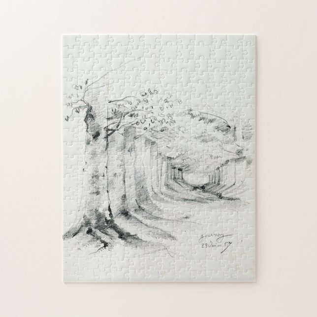 Alley Träd Monet Fine Art Pussel (Vertikal)
