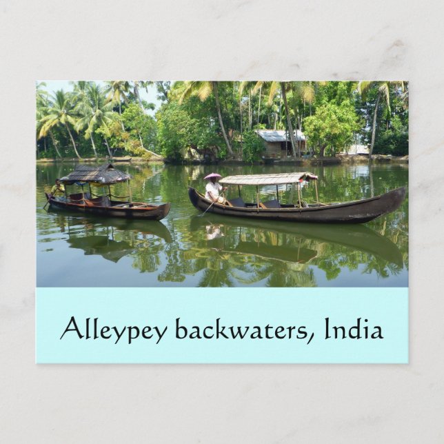 Alleypey avkrokar, india vykort (Framsida)