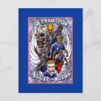 Allez Les Bleus Frankrike fotbollsmästerskap Vykort