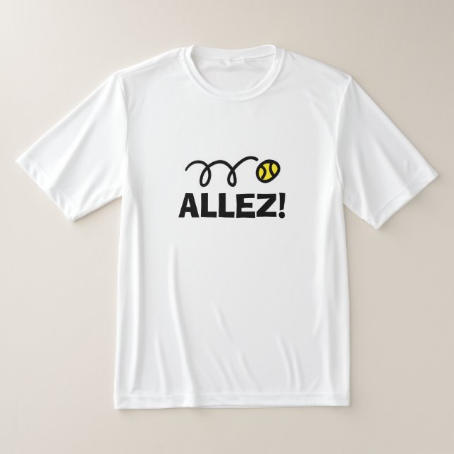 Allez! Vit fuktig tennis t shirt (Laydown)