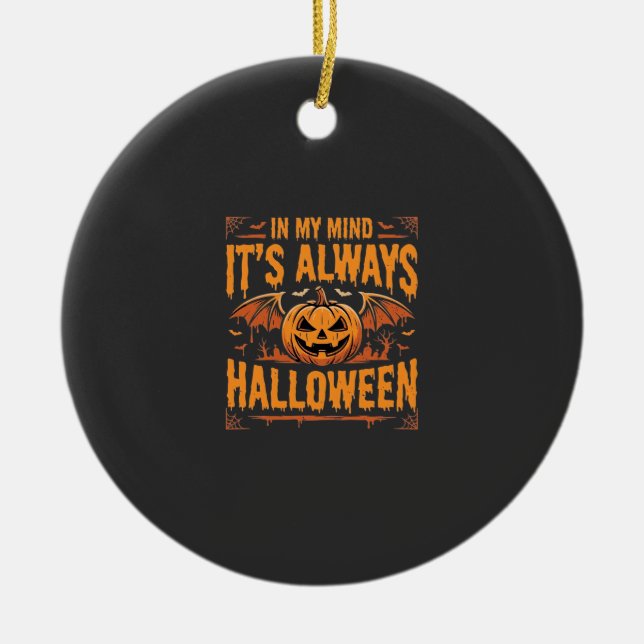 Allhelgona Pumpa Fladdermus Vektor Design_1 Julgransprydnad Keramik (Framsidan)