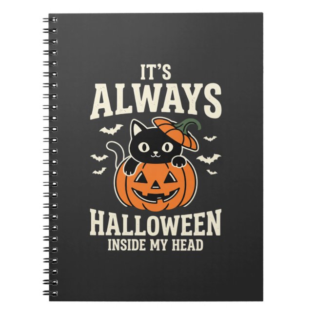 Allhelgonsa Black Cat Pumpa Design Anteckningsbok (Framsidan)