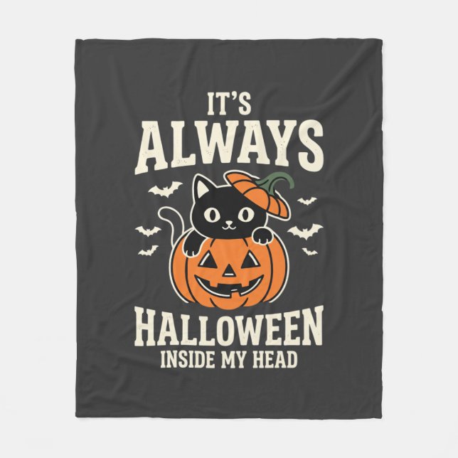 Allhelgonsa Black Cat Pumpa Design Fleecefilt (Framsidan)