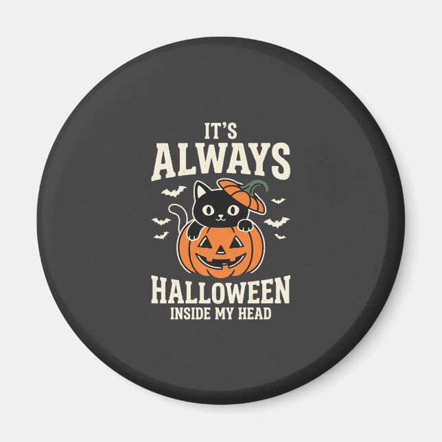Allhelgonsa Black Cat Pumpa Design Magnet (Framsidan)